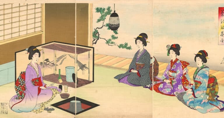 History of Tea in Japan 16 History of tea in Japan: the Japanese tea ceremony, Chanoyu, in a woodblock print