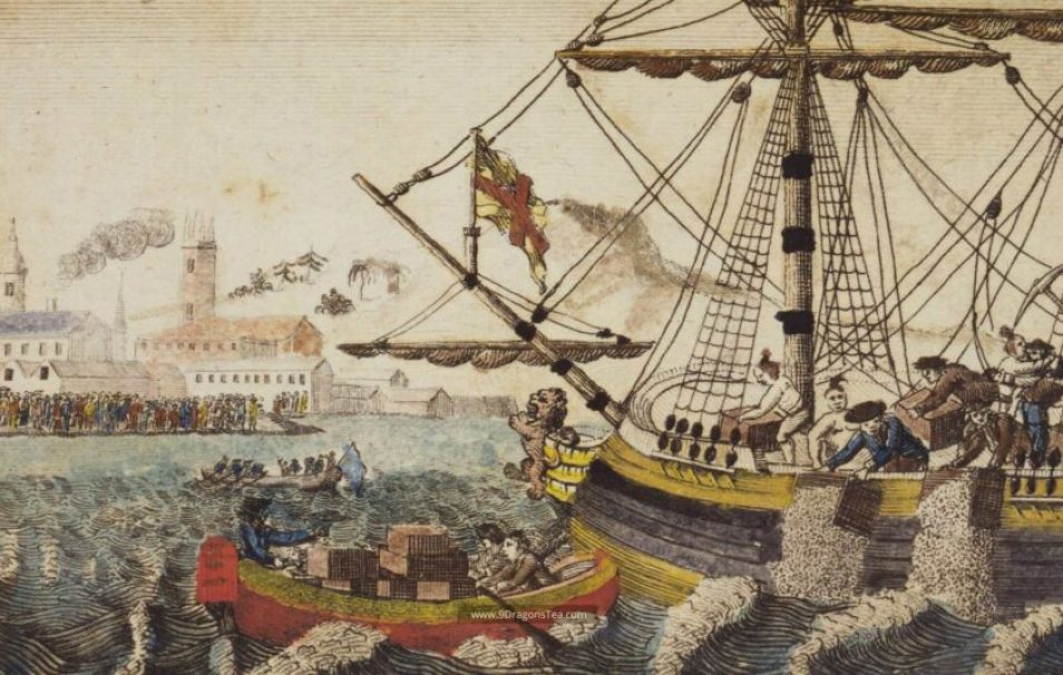 History of Tea In America 3 featured image historical painting How Tea Came To America boston tea party throwing tea into harbor