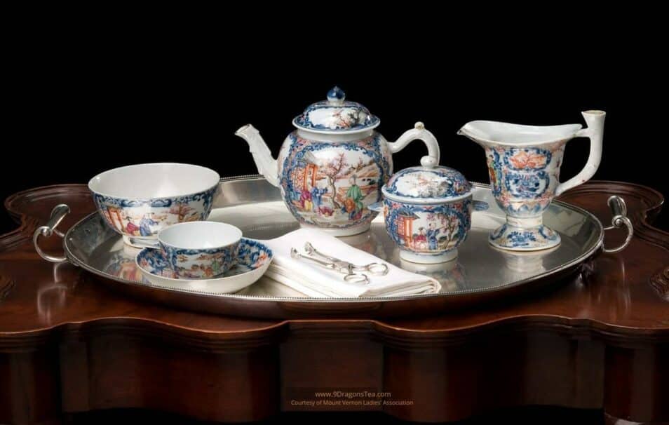 History of Tea In America 1 historical image How Tea Came To America george washington tea set teapot tea cups