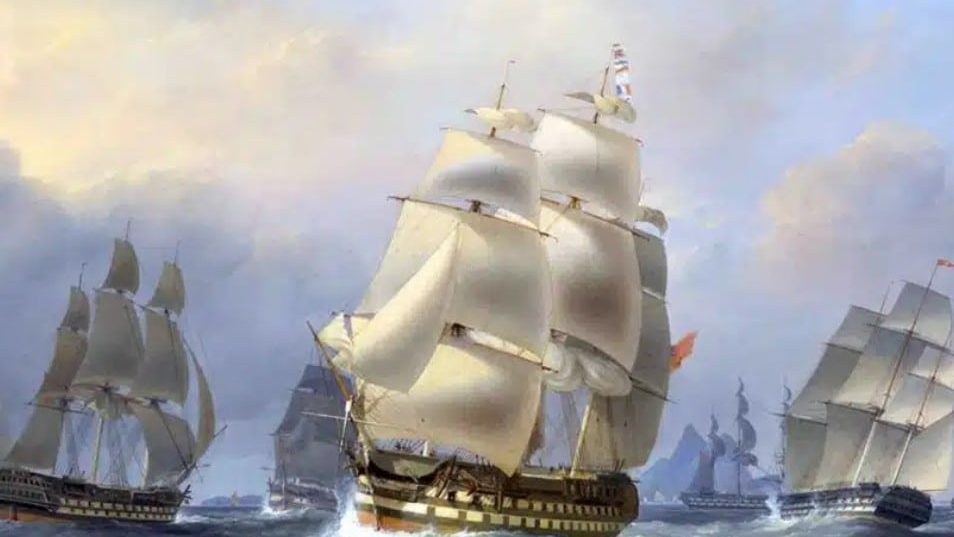 Green Tea 5 historical painting How Tea Came to England british ships in china sea